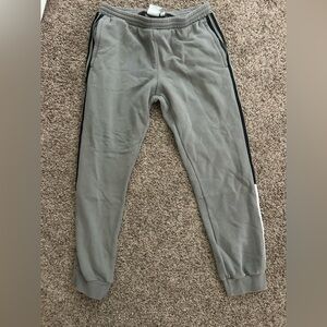 Gray Adidas Jogger Sweatpants with Black Stripes